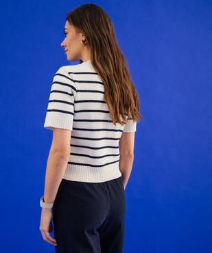 Gilet manches courtes à rayures femme vue3 - GEMO 4G FEMME - GEMO