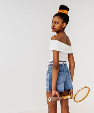 Short en jean coupe ample aspect usé fille vue4 - GEMO 4G FILLE - GEMO