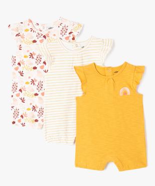 Combishort avec volants aux emmanchures bébé fille (lot de 3) vue1 - GEMO(BB COUCHE) - GEMO