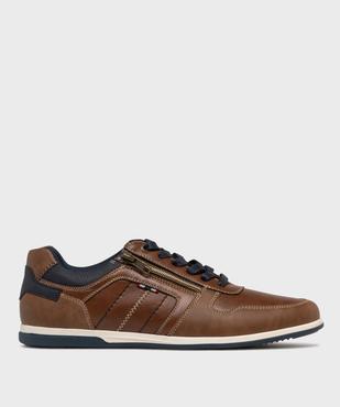 Baskets basses surpiquées à lacets, zip et fine semelle homme - Urban Steps vue1 - URBAN STEPS - GEMO