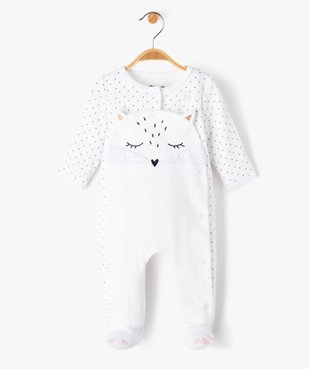 Pyjama ouverture devant avec motif chat bébé fille vue1 - GEMO(BB COUCHE) - GEMO