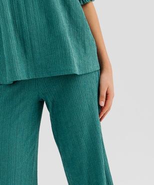 Pantalon large en maille texturée et extensible femme vue4 - GEMO(FEMME PAP) - GEMO