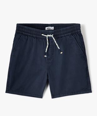 Bermuda garçon en toile au coloris unique et à taille élastiquée vue1 - GEMO (JUNIOR) - GEMO