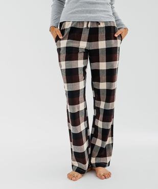 Pantalon de pyjama en flanelle à carreaux et taille élastiquée femme vue1 - GEMO(HOMWR FEM) - GEMO