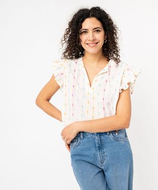 Blouse ample manches volantées à rayures multicolores femme vue1 - GEMO(FEMME PAP) - GEMO