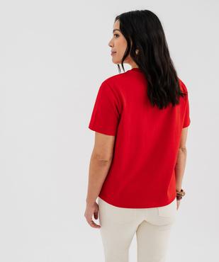 Tee-shirt manches courtes et col rond uni en coton résistant femme vue3 - GEMO(FEMME PAP) - GEMO