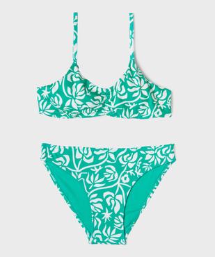 Maillot de bain 2 pièces à motifs fleuris fille vue1 - GEMO (JUNIOR) - GEMO