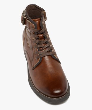 Boots homme style vintage avec bride fantaisie et à lacets vue5 - URBAN STEPS - GEMO