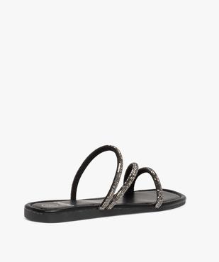 Mules femme à talon plat unies à brides strass vue4 - GEMO (CASUAL) - GEMO