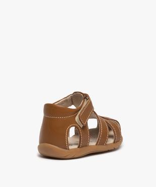 Sandales premiers pas bébé garçon dessus cuir à bout fermé vue4 - GEMO(BEBE DEBT) - GEMO