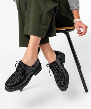 Derby verni avec dessus pailleté femme vue1 - GEMO (CASUAL) - GEMO
