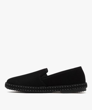 Chaussons homme pantoufles en toile avec semelle corde surpiquée vue3 - GEMO 4G HOMME - GEMO