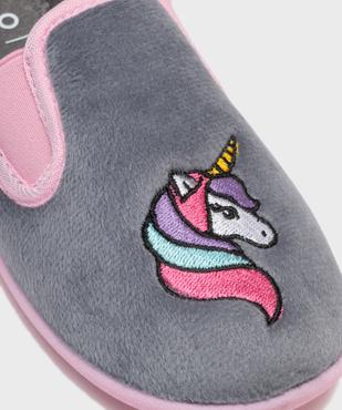 Chaussons pantoufles en velours brodés licorne fille vue6 - GEMO 4G FILLE - GEMO