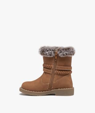 Boots bébé fille fourrées dessus uni à brides fantaisies vue3 - GEMO(BEBE DEBT) - GEMO