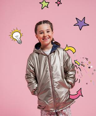 Manteau à capuche déperlant réversible fille vue3 - GEMO 4G FILLE - GEMO