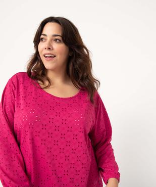 Tee-shirt femme grande taille ajouré à manches 3/4 vue2 - GEMO (G TAILLE) - GEMO