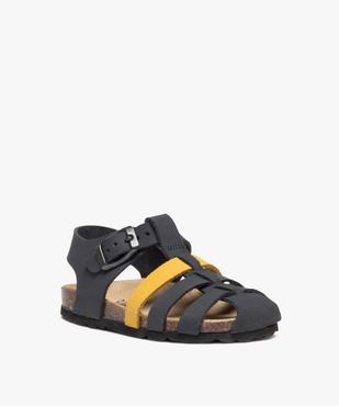 Sandales garçon à brides bicolores en cuir suédine vue2 - GEMO (ENFANT) - GEMO
