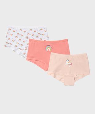 Boxers en coton stretch à motifs féeriques fille (lot de 3) vue1 - GEMO 4G FILLE - GEMO