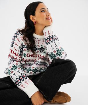 Pull Noël col rond femme vue3 - GEMO(FEMME PAP) - GEMO