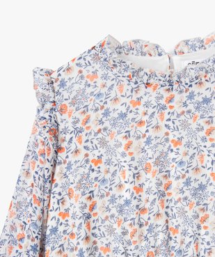 Robe fille à manches longues en voile imprimé et volants vue2 - GEMO (ENFANT) - GEMO