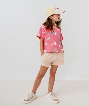 Short en maille French Terry avec taille élastique fille vue1 - GEMO 4G FILLE - GEMO
