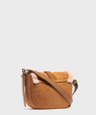 Sac besace en velours avec fourrure imitation sur le rabat femme vue2 - GEMO (ACCESS) - GEMO