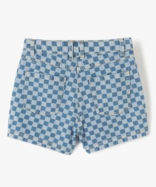 Short en jean fille motif damier vue4 - GEMO (JUNIOR) - GEMO