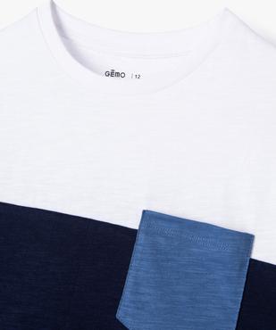 Tee-shirt manches courtes tricolore avec poche poitrine garçon vue3 - GEMO 4G GARCON - GEMO