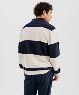 Sweat à rayures avec col chemise homme vue5 - GEMO (HOMME) - GEMO