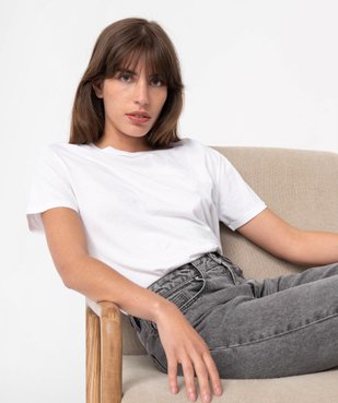Tee-shirt femme à manches courtes avec dos plus long vue1 - GEMO(FEMME PAP) - GEMO