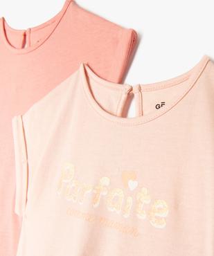 Tee-shirt manches courtes coupe loose bébé fille (lot de 2) vue2 - GEMO(BEBE DEBT) - GEMO