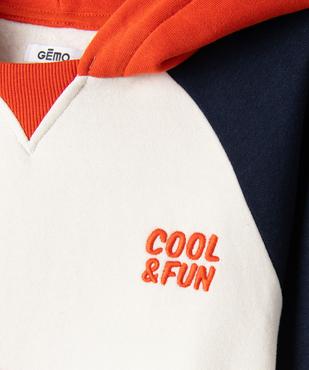Sweat à capuche tricolore encolure large garçon vue3 - GEMO (ENFANT) - GEMO
