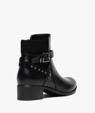 Boots femme à petit talon et bout amande avec brides fantaisie  vue5 - GEMO (CASUAL) - GEMO