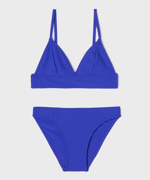 Maillot de bain 2 pièces en maille côtelée unie fille vue1 - GEMO (JUNIOR) - GEMO