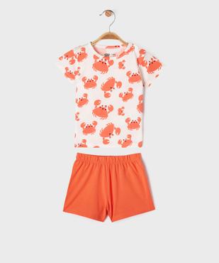 Pyjashort en coton motif crabes bébé vue1 - GEMO 4G BEBE - GEMO