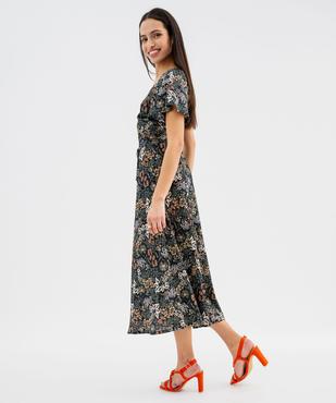 Robe longue en maille gaufrée à col cache-cœur femme vue3 - GEMO 4G FEMME - GEMO
