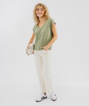Tee-shirt manches courtes coupe loose en lin femme vue4 - GEMO 4G FEMME - GEMO
