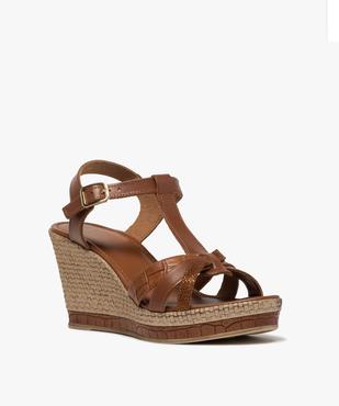 Sandales femme unies à talon compensé et brides croisées vue2 - GEMO(URBAIN) - GEMO