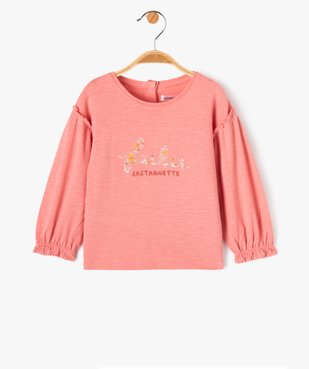 Tee-shirt bébé fille à manches longues fantaisie et broderie - LuluCastagnette vue1 - LULUCASTAGNETTE - GEMO
