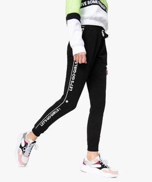 Pantalon de jogging fille avec inscriptions sur les côtés vue1 - GEMO (JUNIOR) - GEMO