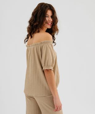 Tee-shirt manches courtes bouffantes à grand décolleté volanté femme vue3 - GEMO(FEMME PAP) - GEMO