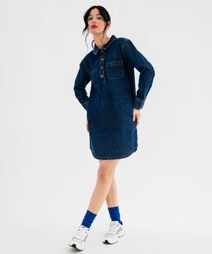 Robe en jean manches longues col chemise femme vue3 - GEMO 4G FEMME - GEMO