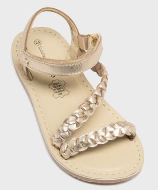 Sandales dessus cuir tressé fermeture scratch fille - LuluCastagnette vue5 - LULUCASTAGNETTE - GEMO