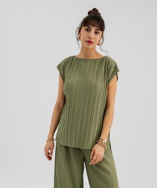 Tee-shirt sans manches loose en maille plissée femme vue1 - GEMO(FEMME PAP) - GEMO