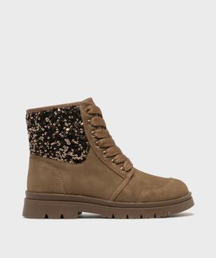 Boots zippées et lacées à sequins et semelle crantée fille - Hobiz vue1 - HOBIZ - GEMO