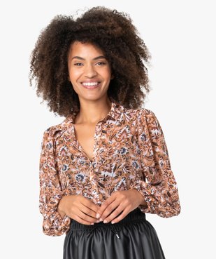 Chemise femme en voile à motif fleuri  vue2 - GEMO(FEMME PAP) - GEMO