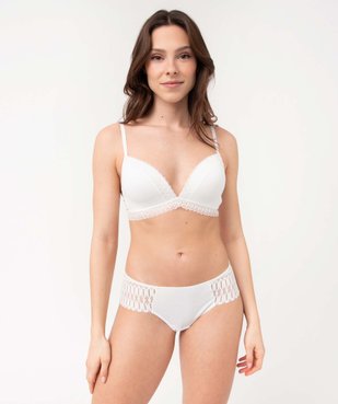 Shorty femme en microfibre et dentelle sur les hanches vue3 - GEMO(HOMWR FEM) - GEMO