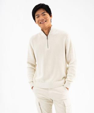 Pull en coton avec col camionneur homme vue1 - GEMO (HOMME) - GEMO