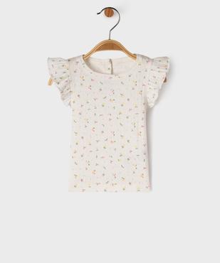 Tee-shirt manches courtes en maille fantaisie avec volants bébé fille vue4 - GEMO(BEBE DEBT) - GEMO