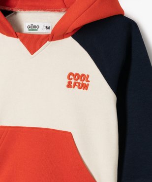 Sweat à capuche et poche kangourou facile à enfiler bébé garçon vue2 - GEMO(BEBE DEBT) - GEMO